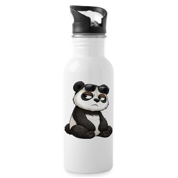 Cool panda cartoon with sunglasses grim - Water bottle with straw - white - Right