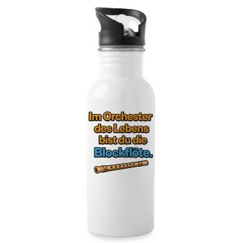 Orchester des Lebens Blockflöte Design - Trinkflasche mit integriertem Trinkhalm - Weiß - Rechts