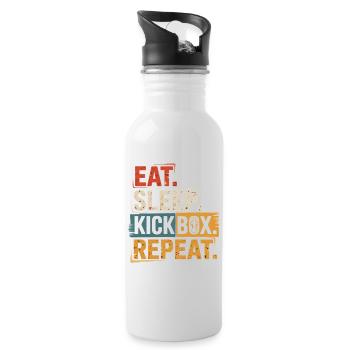 Eat Sleep Kickbox Repeat - Water bottle with straw - white - Right