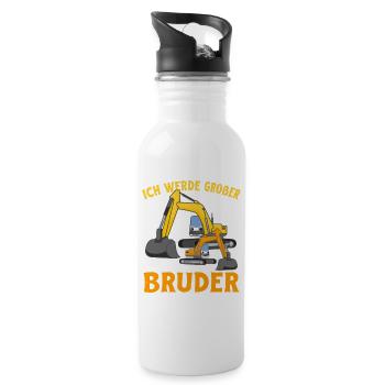Ich werde Großer Bruder 2025 Kinder Nachwuchs - Trinkflasche mit integriertem Trinkhalm - Weiß - Rechts