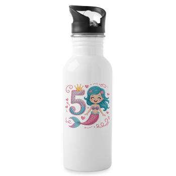 5e anniversaire de la Sirène 5 ans - Gourde avec paille intégrée - blanc - Droite