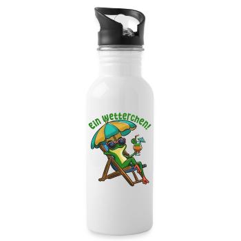 Sommerfrosch im Strandstuhl - Trinkflasche mit integriertem Trinkhalm - Weiß - Rechts