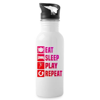 Klassisches Handball Motiv fuer Frauen - Trinkflasche mit integriertem Trinkhalm - Weiß - Rechts