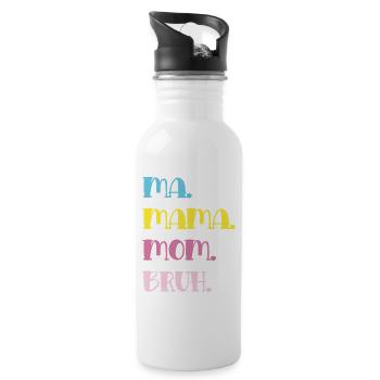 Mama Mom Bruh in Pastel Typography - Water bottle with straw - white - Right