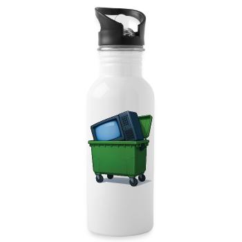 TRASH TV – Geek & Science-Fiction - Trinkflasche mit integriertem Trinkhalm - Weiß - Rechts