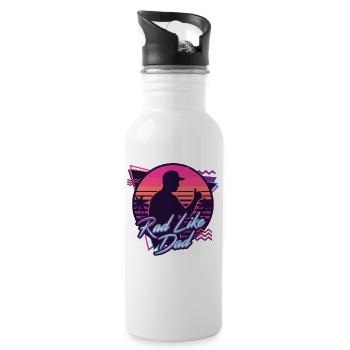 Rad Like Dad Retro Neon Design - Water bottle with straw - white - Right