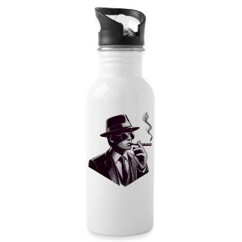 Noir Gentleman avec un cigare - Gourde avec paille intégrée - blanc - Droite