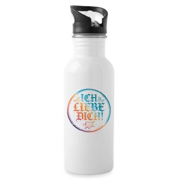 I Love You Saying Colorful - Water bottle with straw - white - Right
