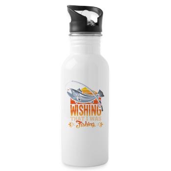 Angeln Angler Fische Fischer Sprüche Petri Heil - Trinkflasche mit integriertem Trinkhalm - Weiß - Rechts