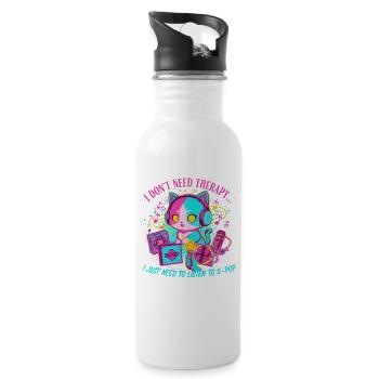 Ich brauche keine Therapie, ich brauche nur K-Pop Cat - Trinkflasche mit integriertem Trinkhalm - Weiß - Rechts