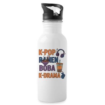 K-Pop Ramen Boba K Drame Musique coréenne Cute Korea - Gourde avec paille intégrée - blanc - Droite
