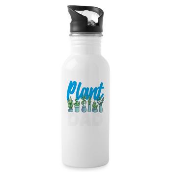 Pflanzenliebhaber Papa Pflanzen Sukkulenten Blumen - Trinkflasche mit integriertem Trinkhalm - Weiß - Rechts