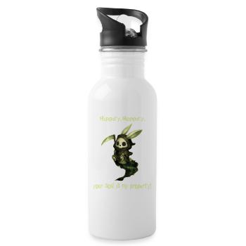 Grim Bunny – Deine Seele gehört mir! - Trinkflasche mit integriertem Trinkhalm - Weiß - Rechts