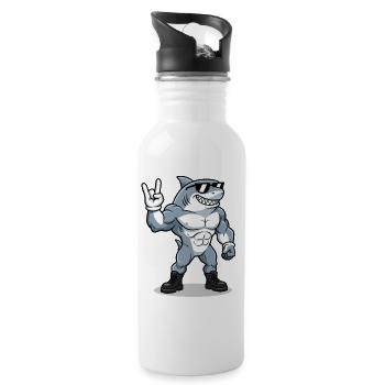 Funny Shark Rock Metal Music Gift - Water bottle with straw - white - Right