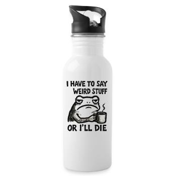 Frosch Spruch Meme Humor Lustig Geschenkidee - Trinkflasche mit integriertem Trinkhalm - Weiß - Rechts