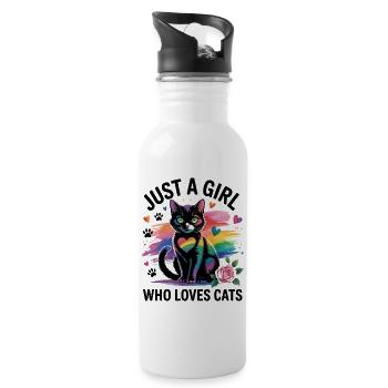 Juste une fille qui aime les chats - Gourde avec paille intégrée - blanc - Droite