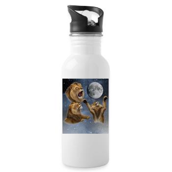 Drei Löwen heulen auf einen Vollmond Löwe Mond - Trinkflasche mit integriertem Trinkhalm - Weiß - Rechts