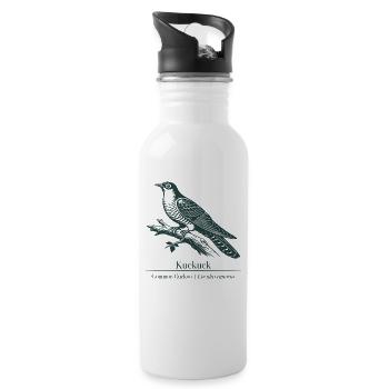 Kuckuck Silhouette | Ornithologie | Zeichnung - Trinkflasche mit integriertem Trinkhalm - Weiß - Rechts