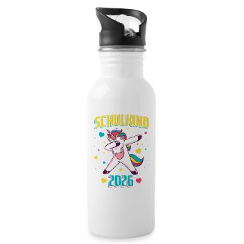 Schoolchild 2026 Unicorn School Enrollment - Water bottle with straw - white - Right