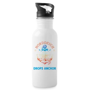 Mer du Nord DIGUE NORD OÙ MON CŒUR JETTE L’ANCRE Drôle - Gourde avec paille intégrée - blanc - Droite