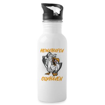 Nordsee Urlaub HEIMATHAFEN CUXHAVEN Lustig - Trinkflasche mit integriertem Trinkhalm - Weiß - Rechts