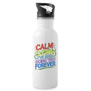 Veteran Nurse Calm Down I've Been Service Nurse - Trinkflasche mit integriertem Trinkhalm - Weiß - Rechts