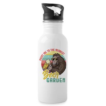 Sasquatch Beer Garden Retro - Water bottle with straw - white - Right