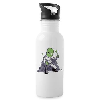 The Cucumber, Galactic Cucumber Hero in the Cape - Water bottle with straw - white - Right