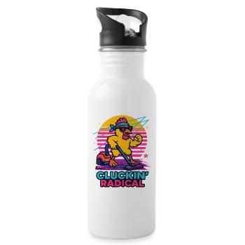 Radical chicken vacuuming - Water bottle with straw - white - Right