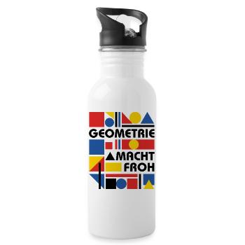 Geometry makes you happy - Water bottle with straw - white - Right