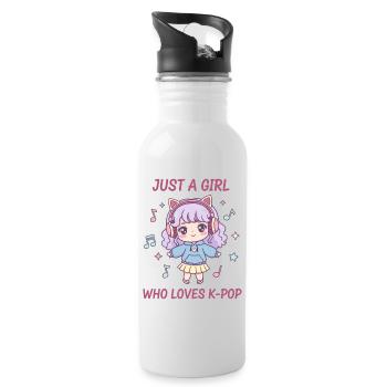 Einfach ein Mädchen, das K-Pop liebt, koreanische Musik süß - Trinkflasche mit integriertem Trinkhalm - Weiß - Rechts