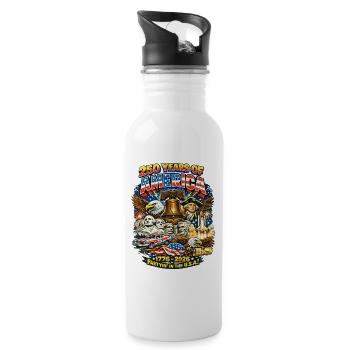 250 Jahre Amerika-Stolz - Trinkflasche mit integriertem Trinkhalm - Weiß - Rechts