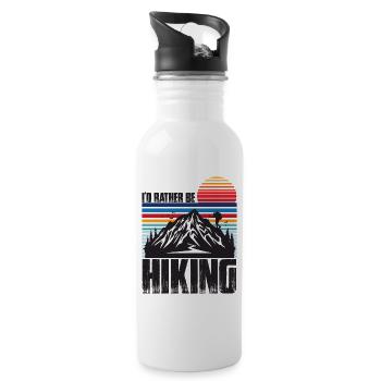 Lieber Wandern: Berglandschaft Sonnenuntergang - Trinkflasche mit integriertem Trinkhalm - Weiß - Rechts