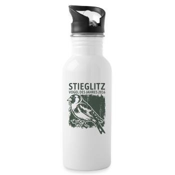 Stieglitz Vogel des Jahres 2016 - Trinkflasche mit integriertem Trinkhalm - Weiß - Rechts