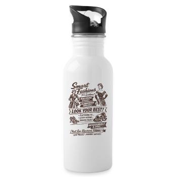 Retro Fashion Nostalgia | Women | Vintage Fashion - Water bottle with straw - white - Right