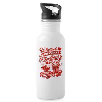 50s Valentine's milkshake for lovers - Water bottle with straw - white - Right
