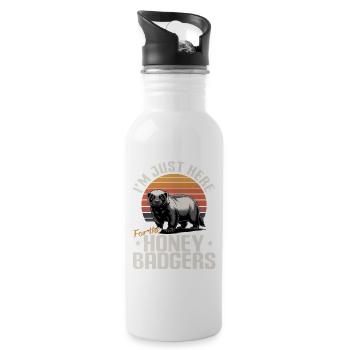 Blaireau drôle - Gourde avec paille intégrée - blanc - Droite