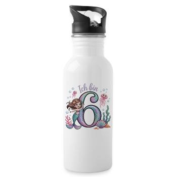 Je suis 6e anniversaire de la Fille des Sirènes - Gourde avec paille intégrée - blanc - Droite