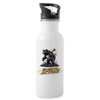 Bear Mech Aktionsausrüstung - Trinkflasche mit integriertem Trinkhalm - Weiß - Rechts
