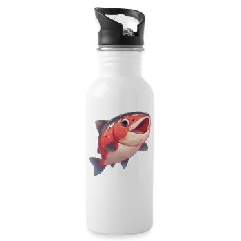 Lachse Lachs - Trinkflasche mit integriertem Trinkhalm - Weiß - Rechts