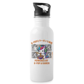 Powered By K-Pop And Ramen Cute Kpop Anime Unicorn - Water bottle with straw - white - Right