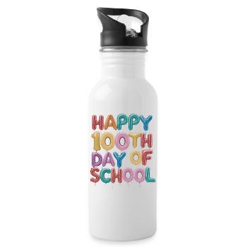 Conception de ballons du centième jour d’école - Gourde avec paille intégrée - blanc - Droite