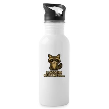 Pixel Raccoon: Cuteness Loads - Water bottle with straw - white - Right