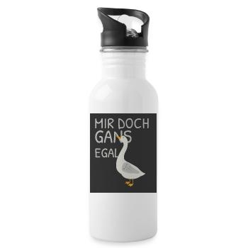 Mir doch gans egal – Lustige Gans - Trinkflasche mit integriertem Trinkhalm - Weiß - Rechts
