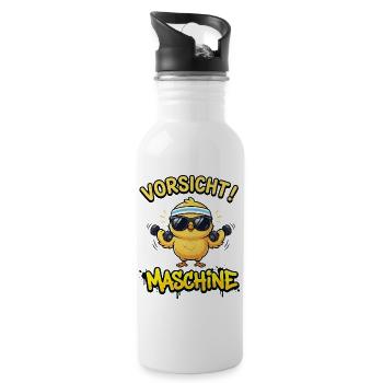 Beware of machine – fitness chicks during training - Water bottle with straw - white - Right