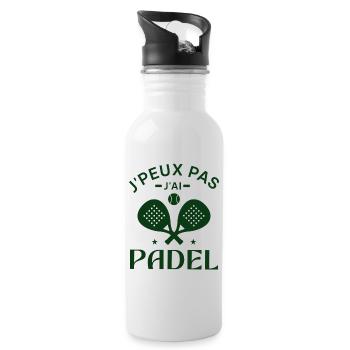 Ich kann kein Padel haben - Trinkflasche mit integriertem Trinkhalm - Weiß - Rechts