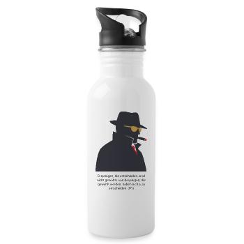 Nachtdetektiv mit Zigarre, Wer Entscheidet? - Trinkflasche mit integriertem Trinkhalm - Weiß - Rechts
