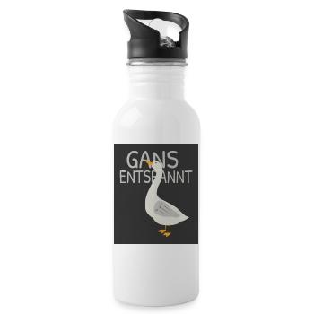 Goose Relaxed – Humorous Relax Design - Water bottle with straw - white - Right