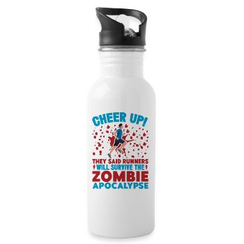 Running Cheer Up They Said Runners Survive - Trinkflasche mit integriertem Trinkhalm - Weiß - Rechts