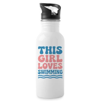 Schwimmen Sprüche Lustiges Schwimmen Geschenk - Trinkflasche mit integriertem Trinkhalm - Weiß - Rechts